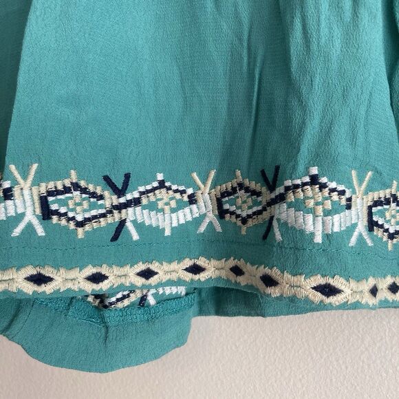 Hei Hei Anthropologie Shorts Medium Embroidered Teal Blue Beach Boho Drawstring - Picture 6 of 8